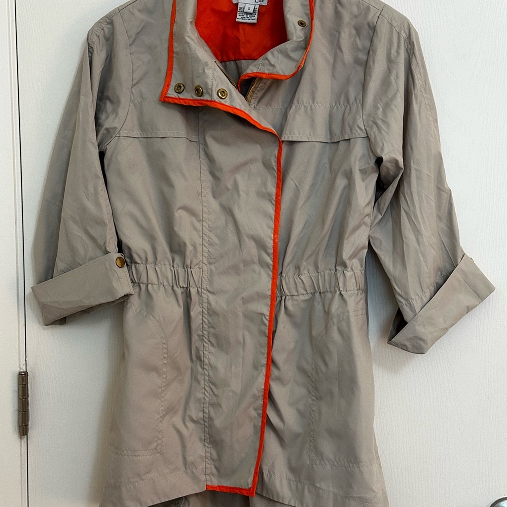 Luii Light khaki- beige and Orange Trench Coat Asymmetrical Zipper